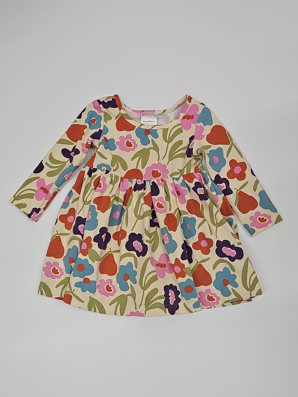 Hanna Andersson Floral Long-Sleeve Dress with Multicolor Flowers Size 18-24 M